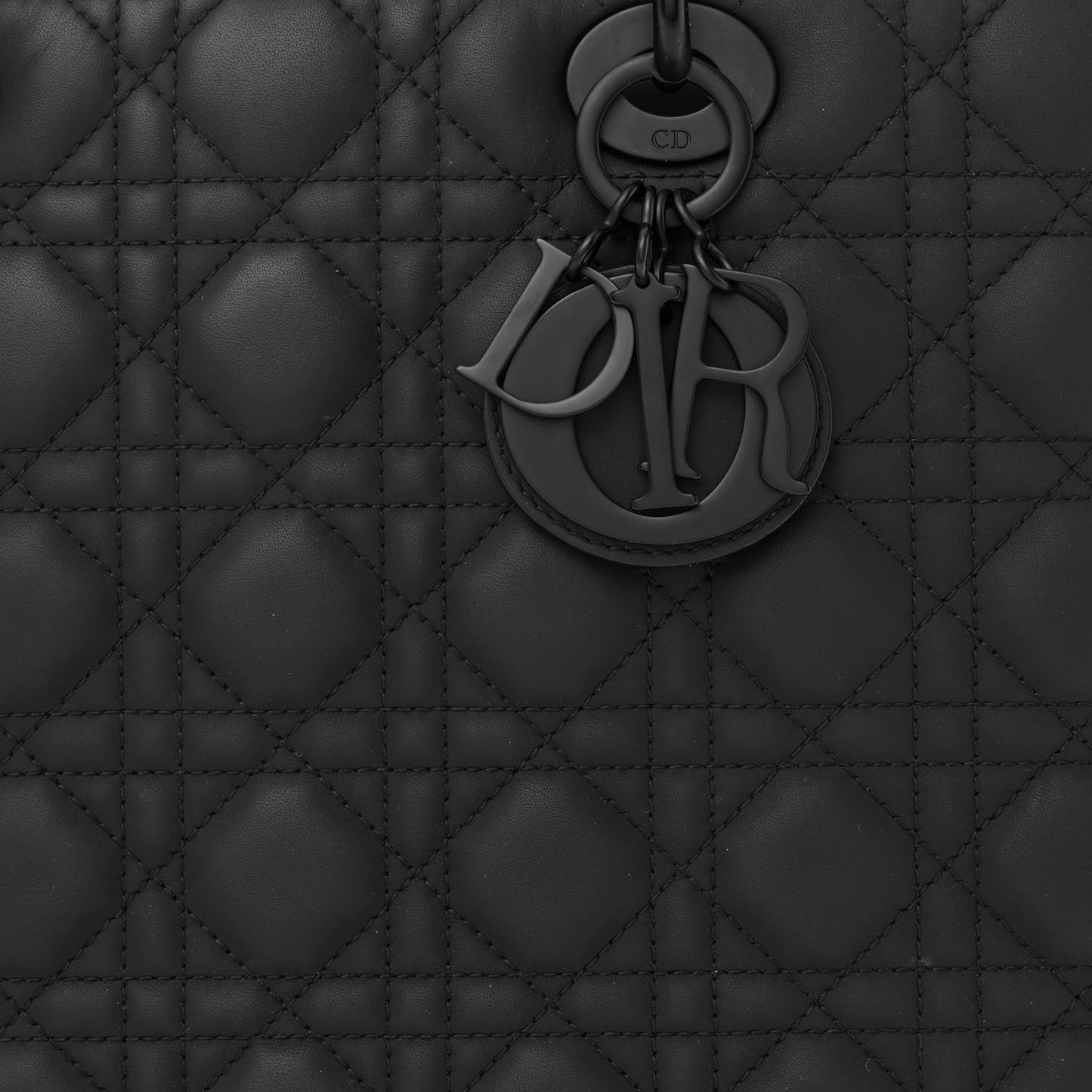 Ultra Matte Calfskin Cannage Large Lady Dior Black