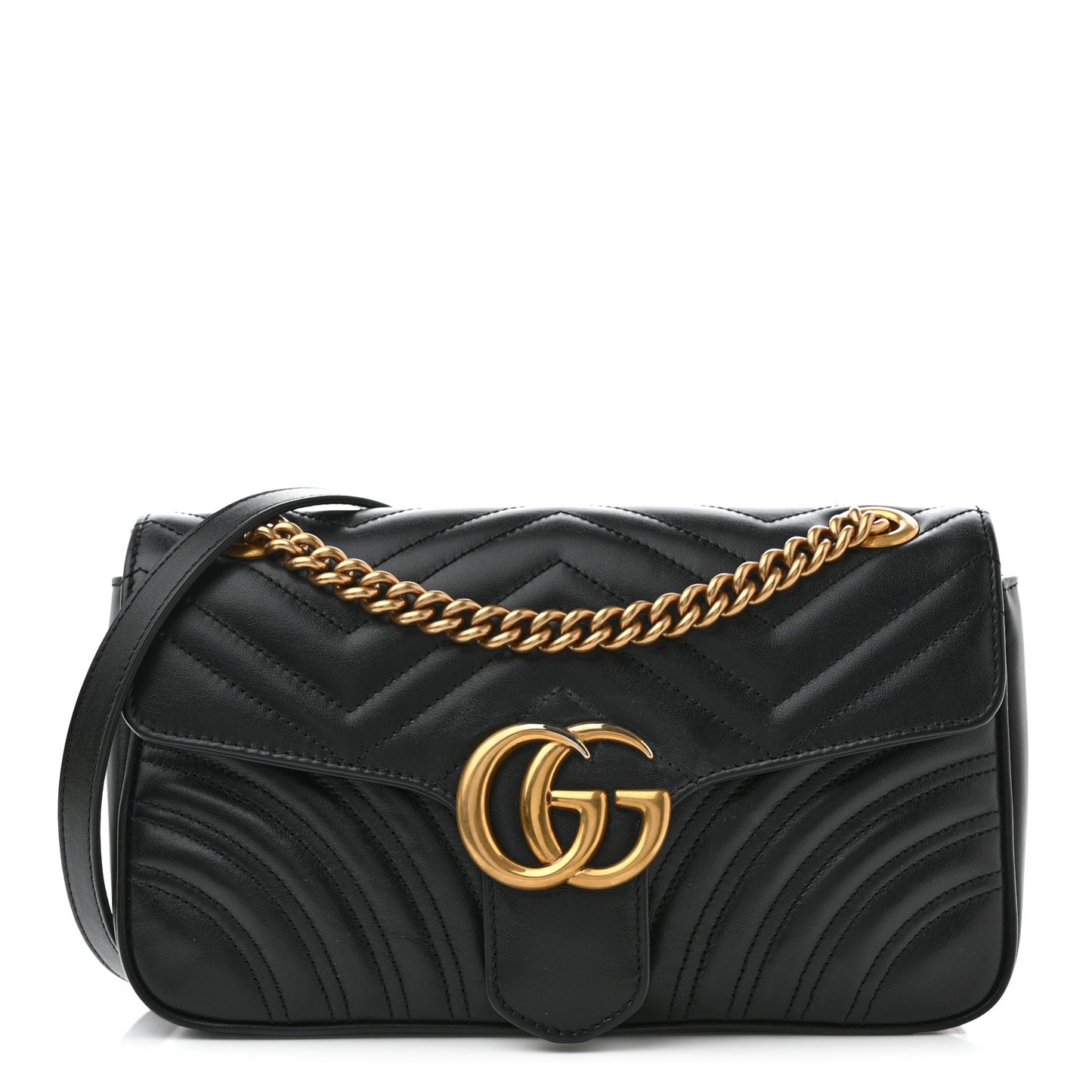 Calfskin Matelasse Small GG Marmont Shoulder Bag Black