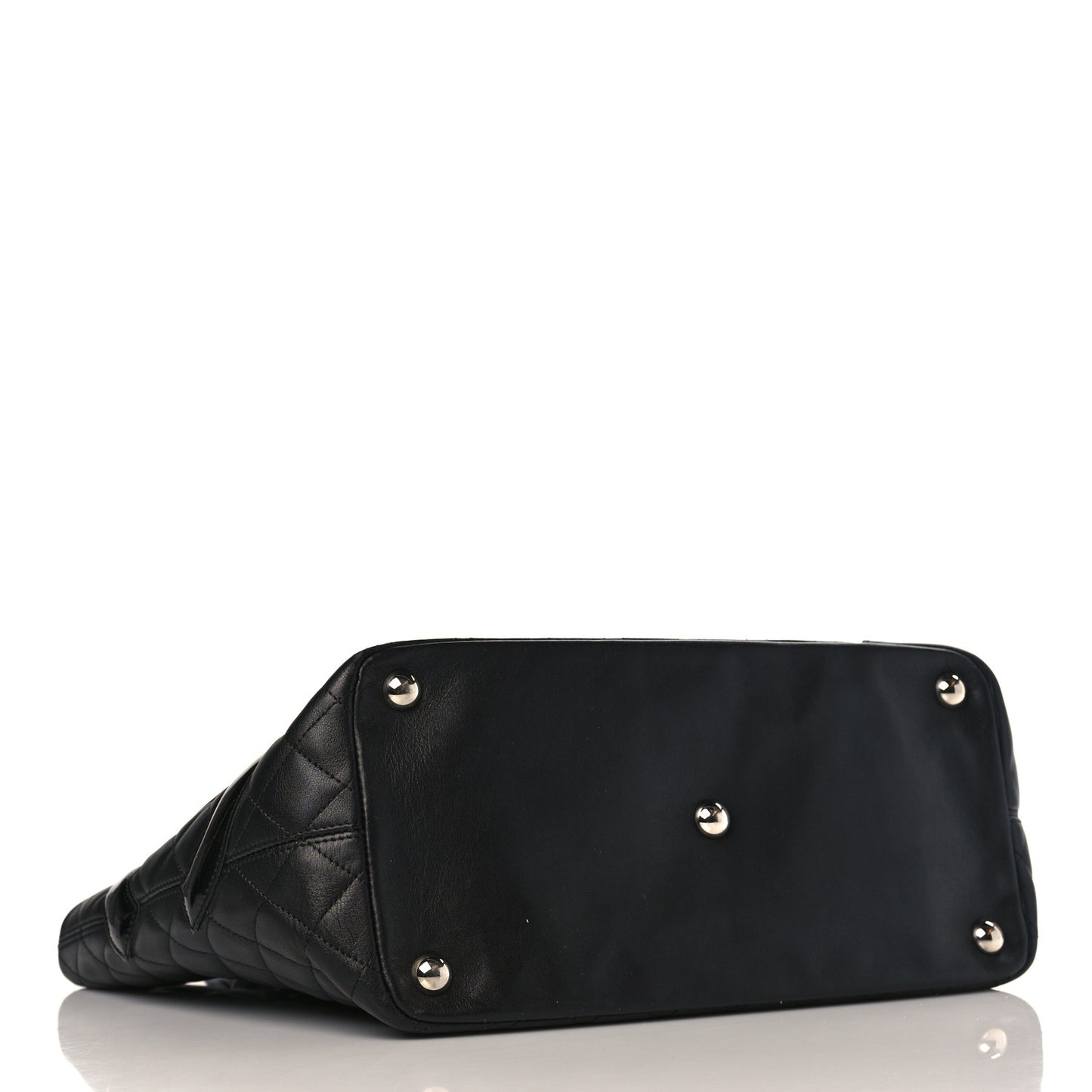 Calfskin Quilted Large Cambon Tote Black
