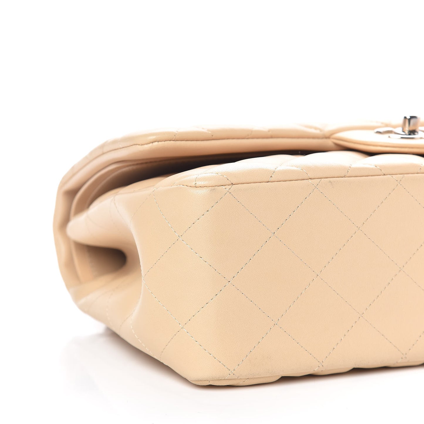 Lambskin Quilted Jumbo Double Flap Beige Clair