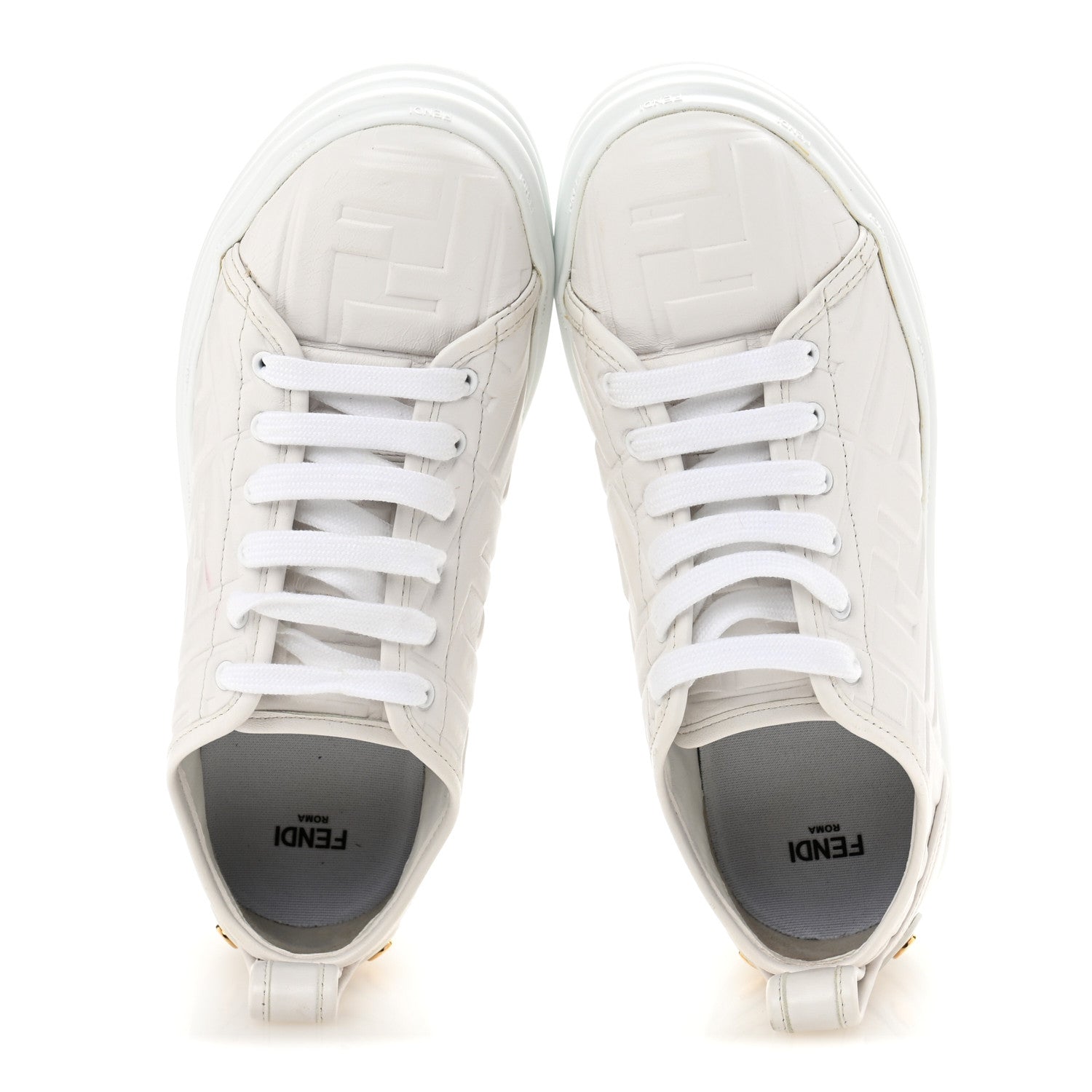 Fendi Nappa FF Embossed Rise Low Top Sneakers 37 White 2 of 9