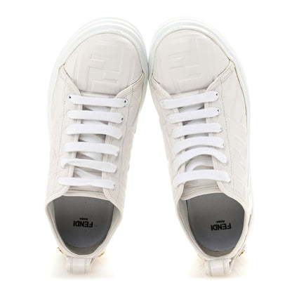 Fendi Nappa FF Embossed Rise Low Top Sneakers 37 White 2 of 9