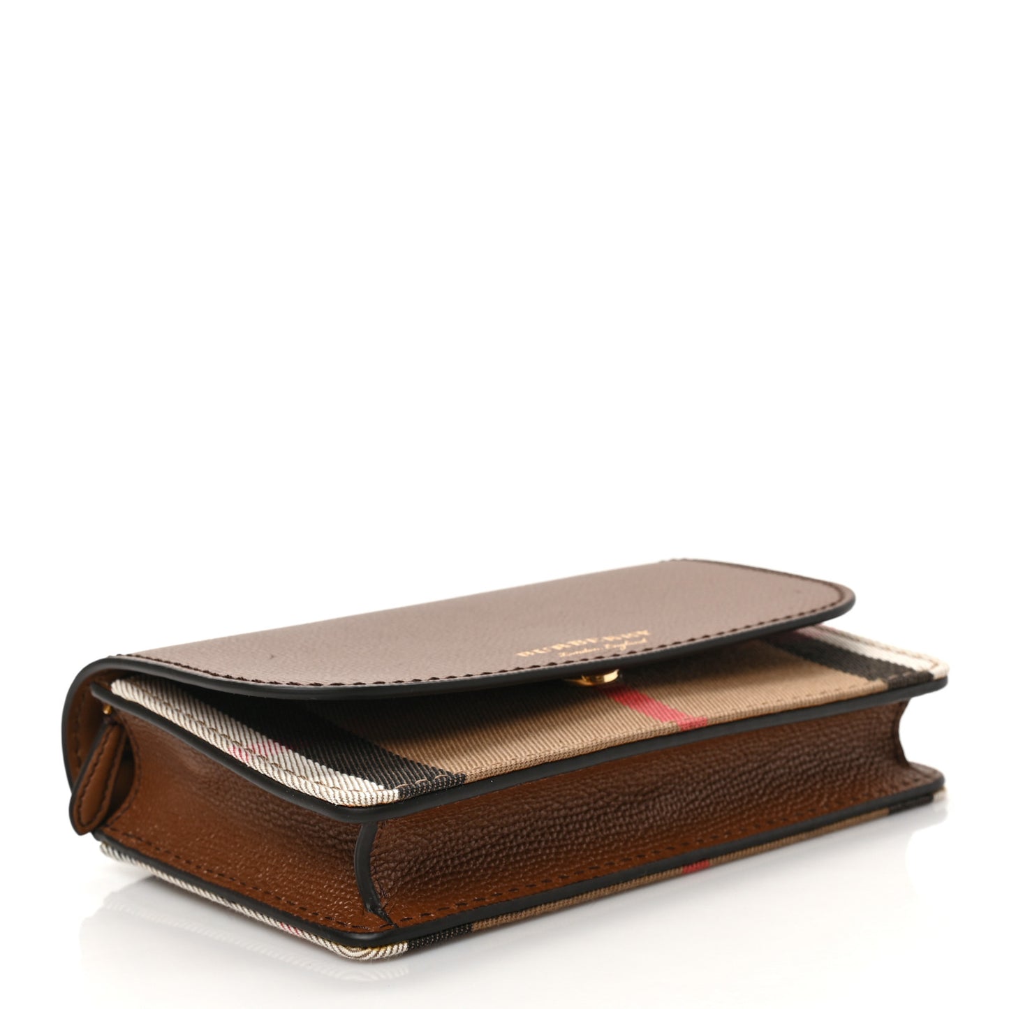 Grained Calfskin House Check Tartan Mix Hampshire Wallet On Chain Tan