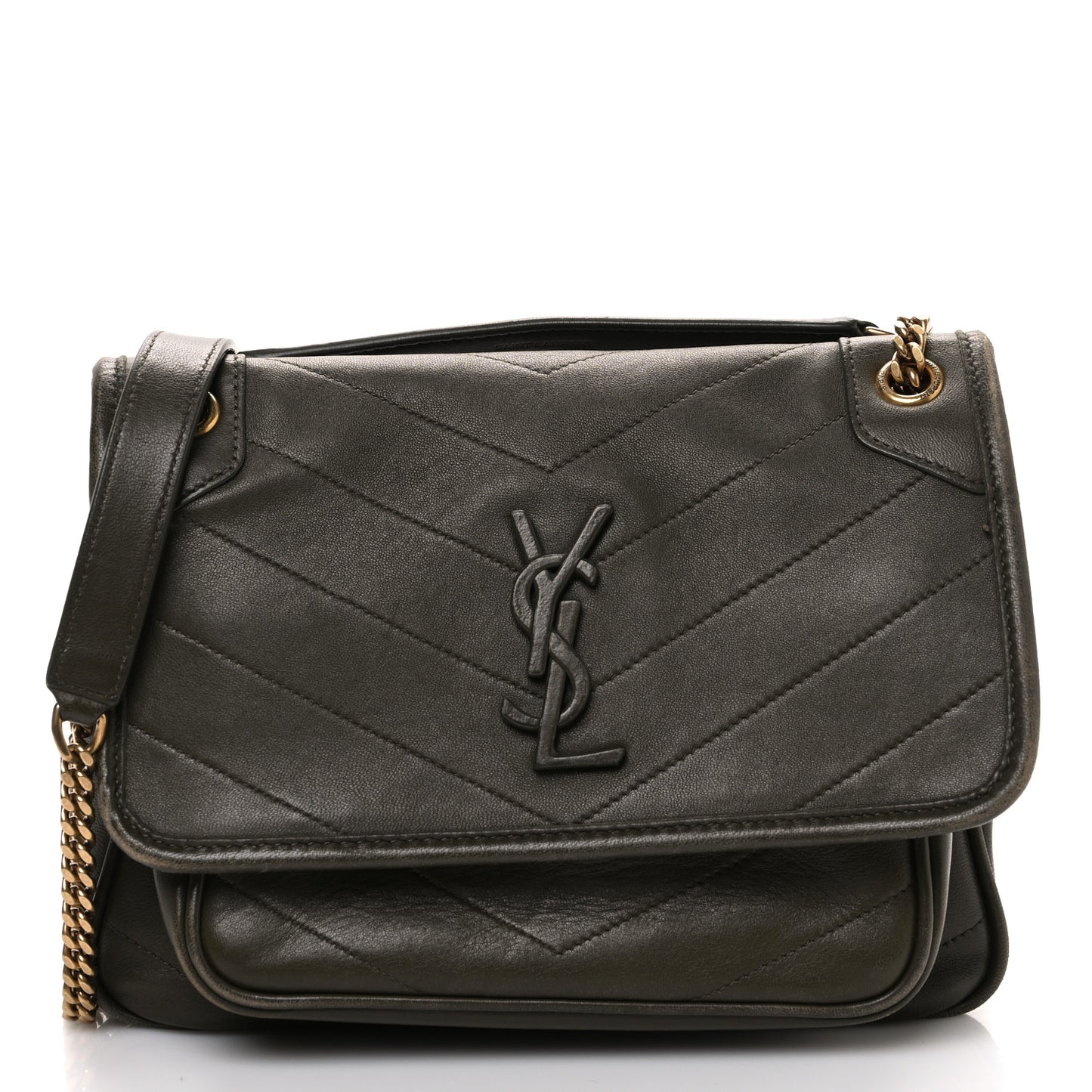 Lambskin Matelasse Monogram Baby Niki Chain Satchel Seawood