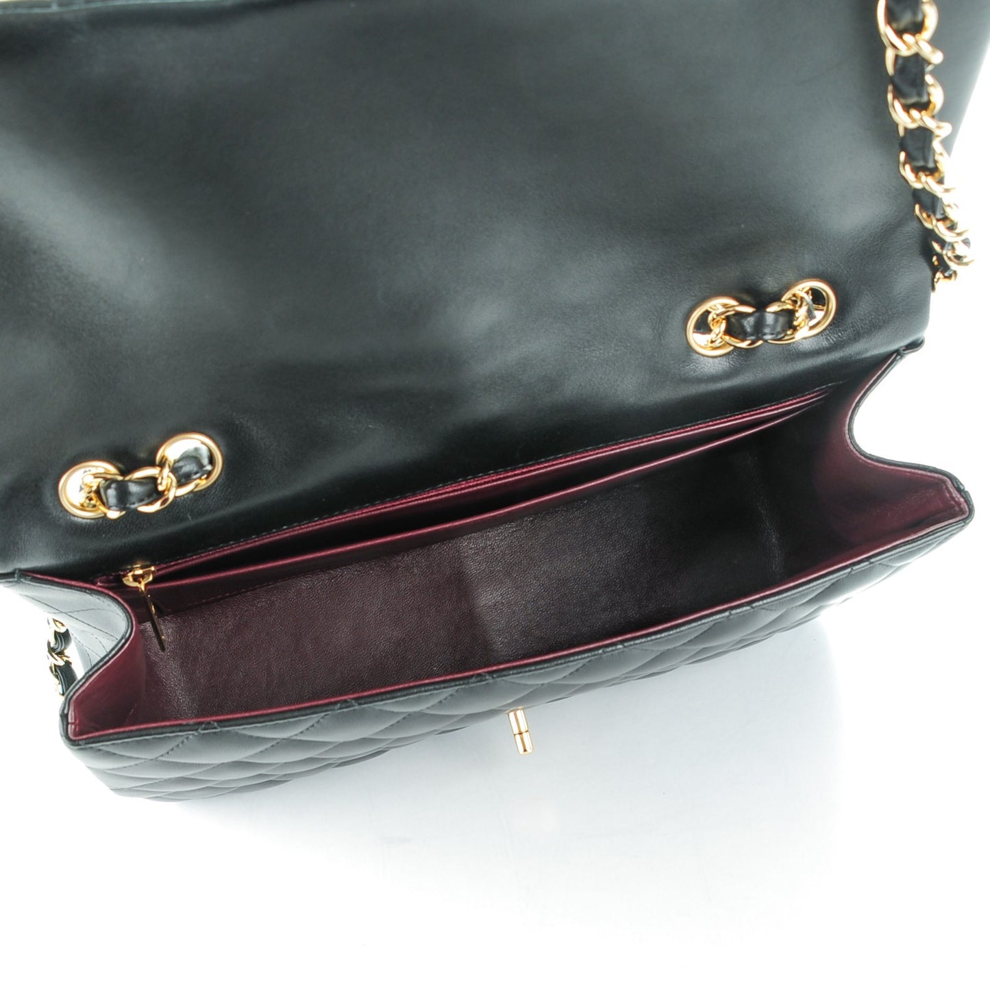 Lambskin Quilted Jumbo Single Flap Black