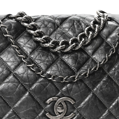 Chanel Aged Calfskin Quilted Medium Pondichery Flap Dark Grey 7 of 9