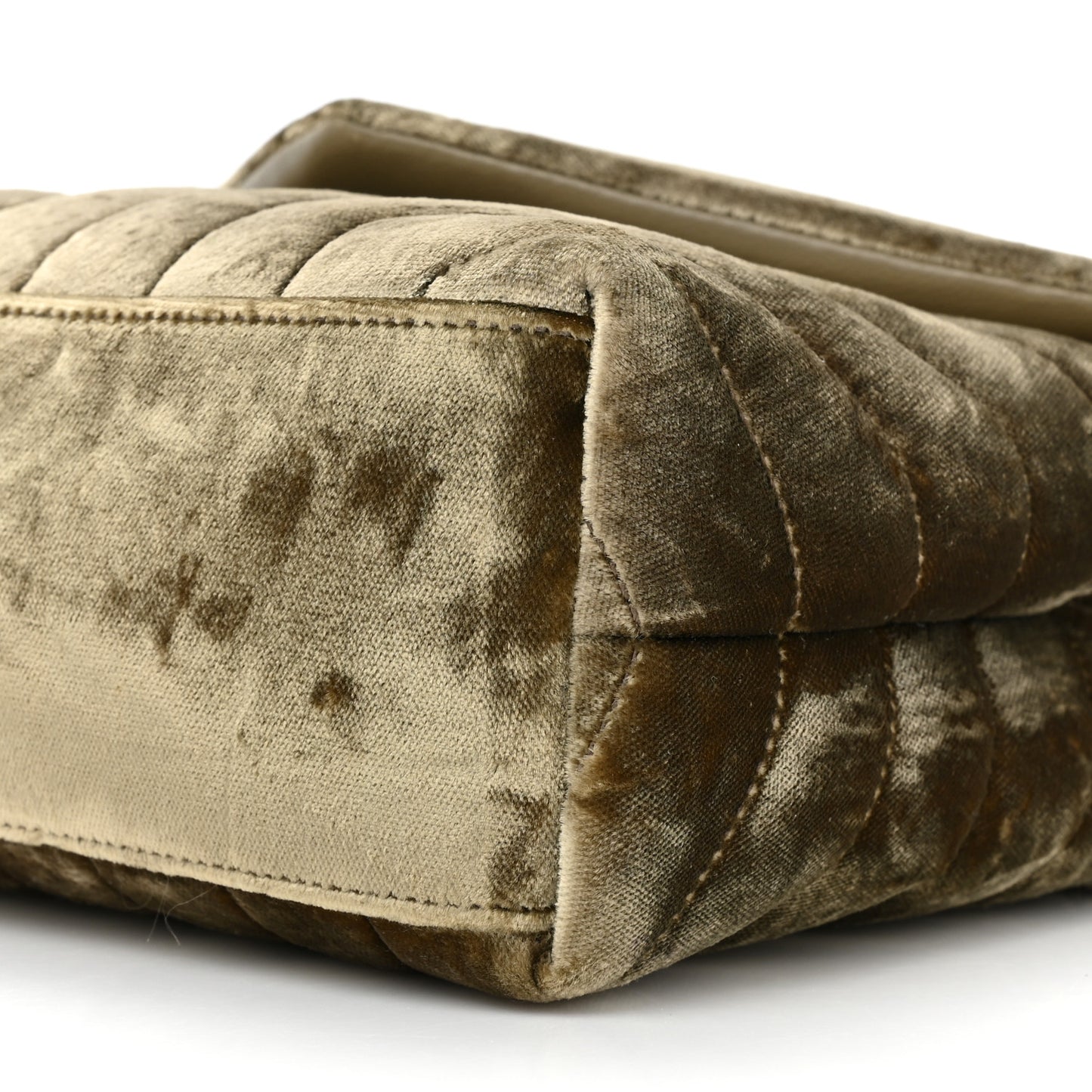 Velvet Y Quilted Monogram Small Loulou Chain Satchel Dark Vintage Olive