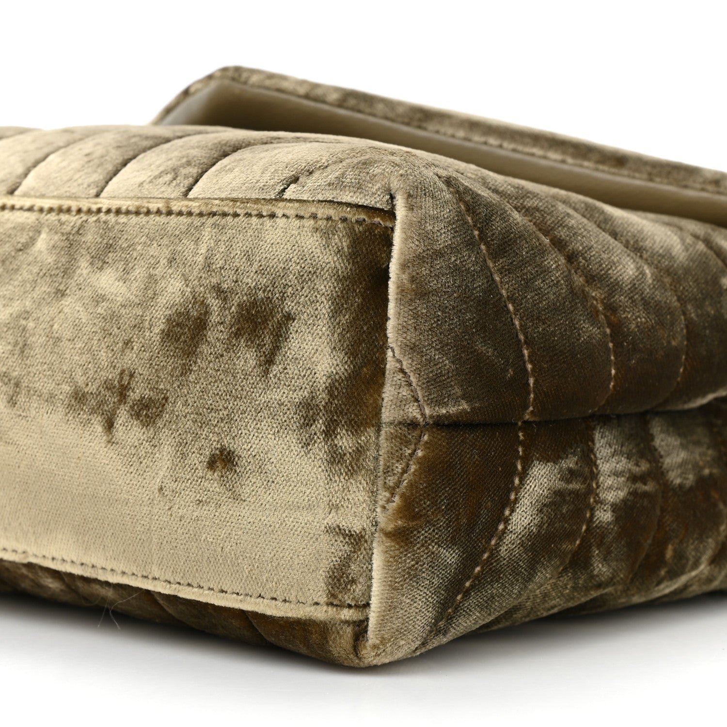 Saint Laurent Velvet Y Quilted Monogram Small Loulou Chain Satchel Dark Vintage Olive 10 of 11