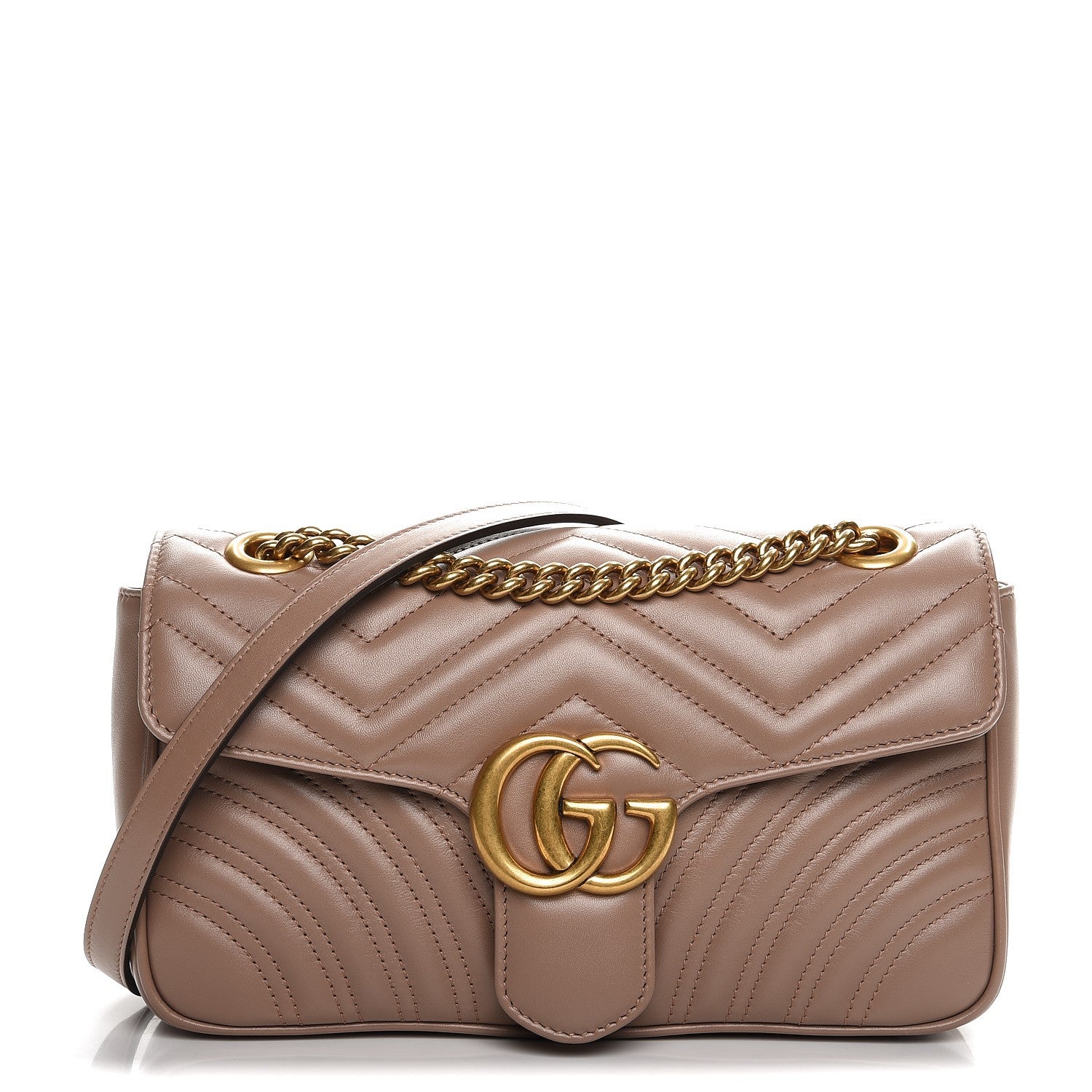 Gucci Calfskin Matelasse Small GG Marmont Shoulder Bag Porcelain Rose 1 of 7
