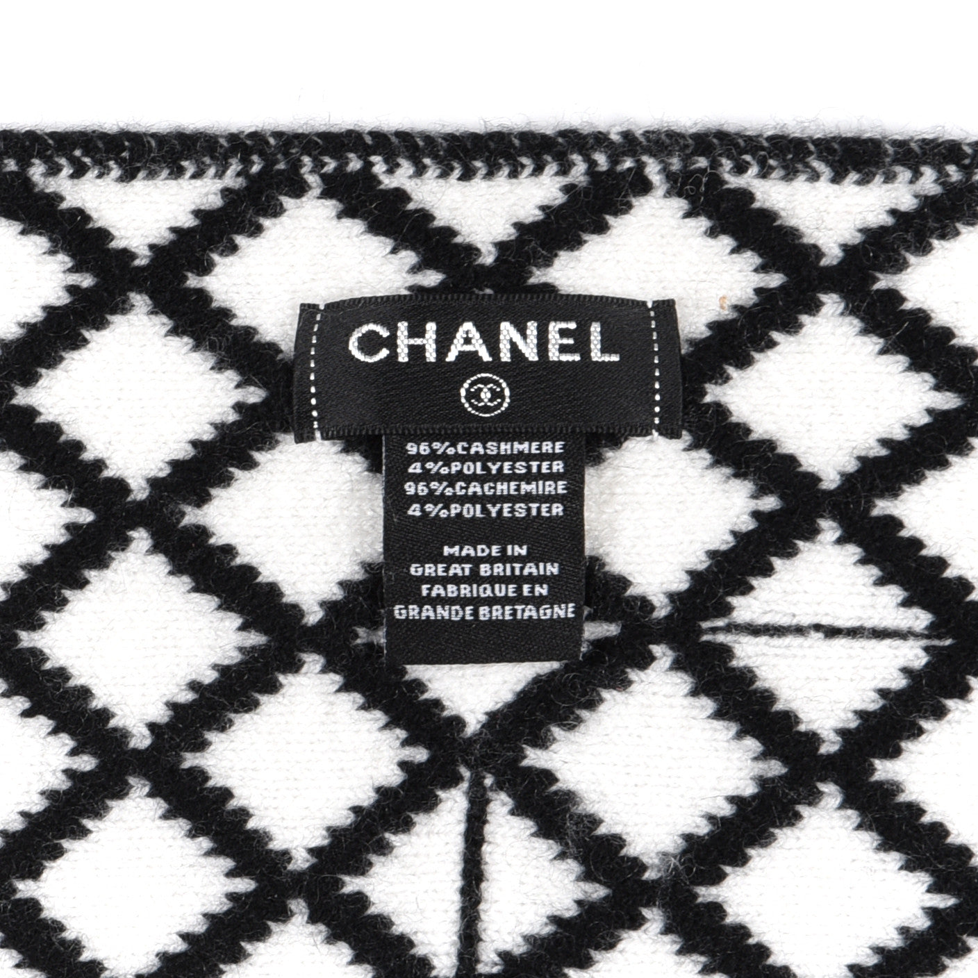 Chanel Cashmere CC Pocket Scarf Black White 5 of 5