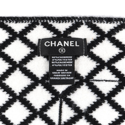 Chanel Cashmere CC Pocket Scarf Black White 5 of 5
