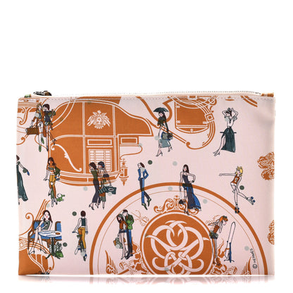 Hermes Silk Ex-Libris Les Parisiennes Silky Pocket Cosmetic Case Sesame Nata Bronze 1 of 4