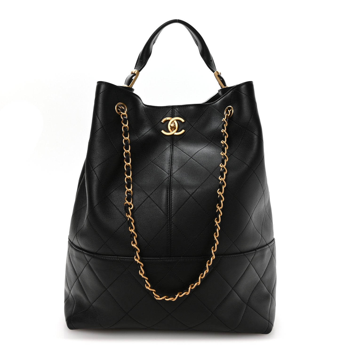 Chanel Calfskin Quilted Large Coco Base Shopping Bag Black 1 of 10