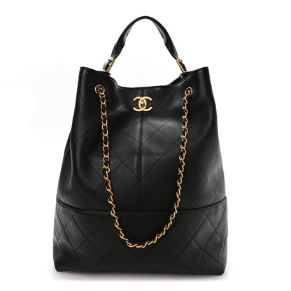 Chanel Calfskin Quilted Large Coco Base Shopping Bag Black 1 of 10