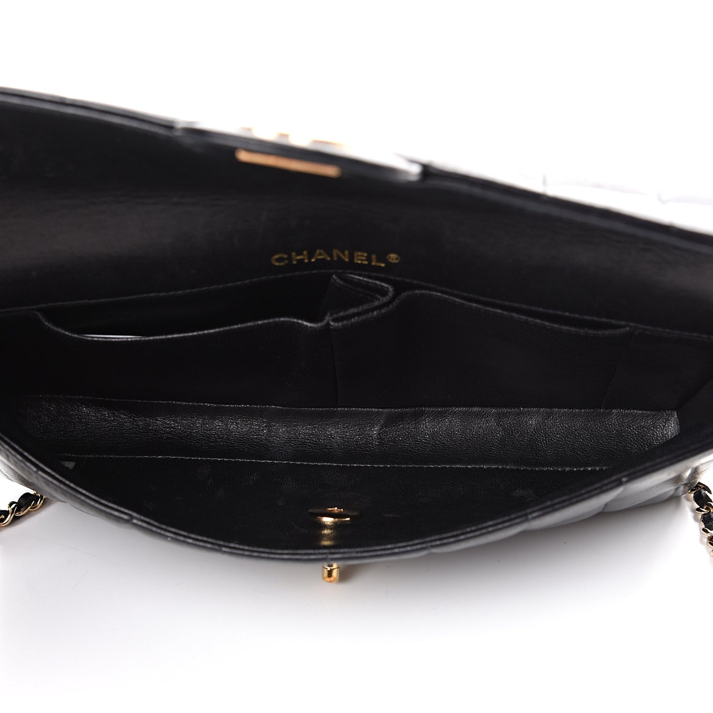 Lambskin East West Chocolate Bar Flap Black