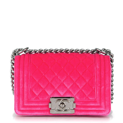 Chanel Velvet Quilted Small Boy Flap Fuchsia 1 of 8