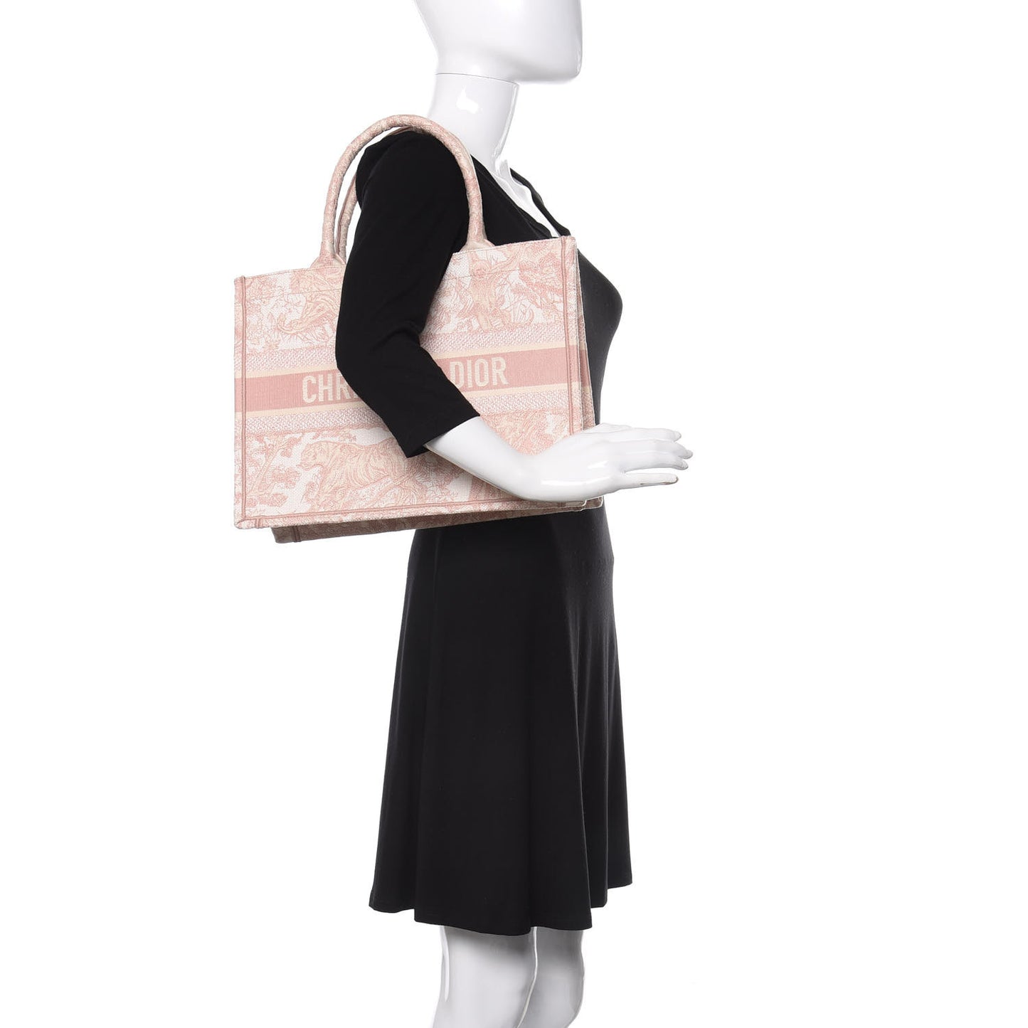 Canvas Embroidered Medium Dioriviera Toile De Jouy Book Tote Rose