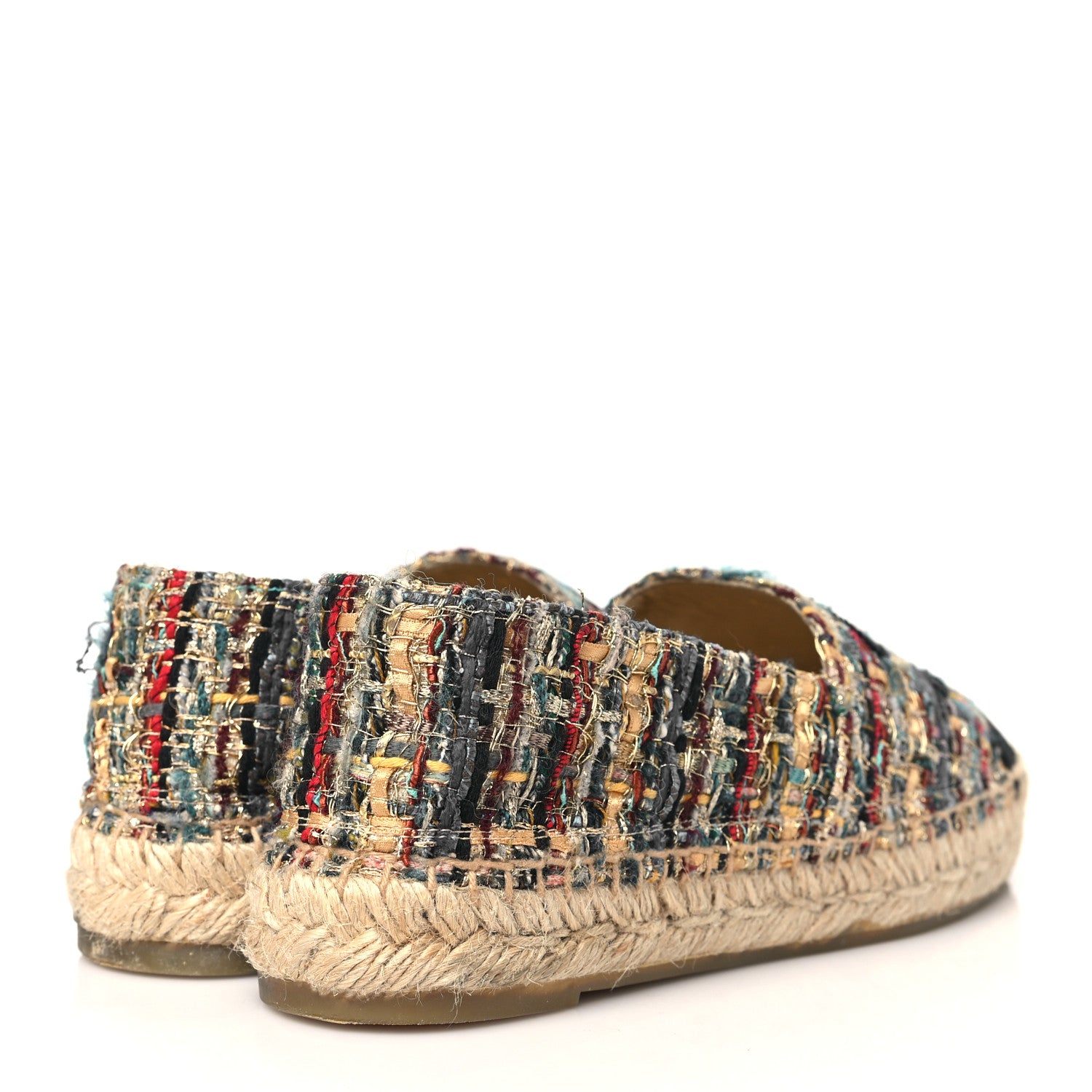 Chanel Tweed Grosgrain CC Espadrilles 36 Multicolor Black 4 of 9