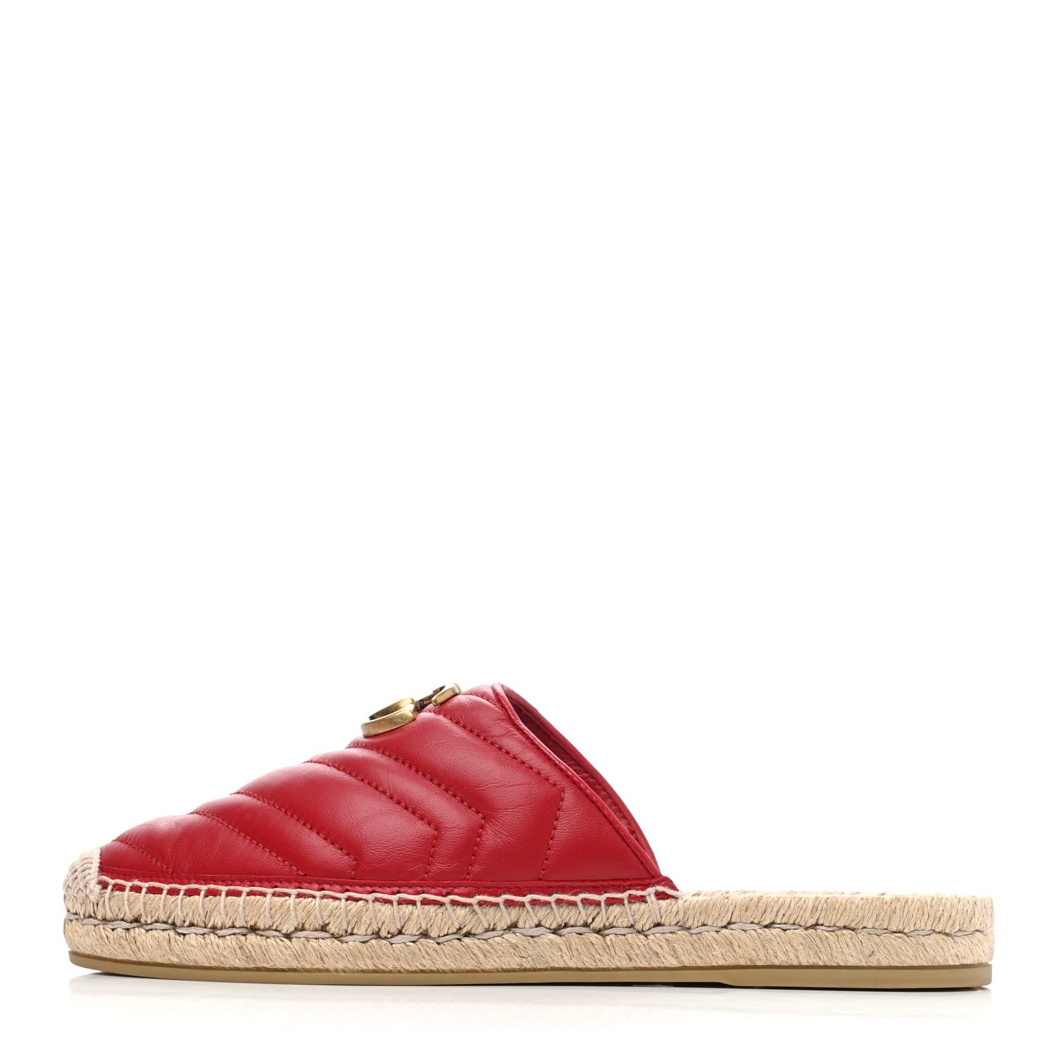Gucci Nappa Matelasse GG Marmont Espadrille Slippers 39 Hibiscus Red 1 of 4