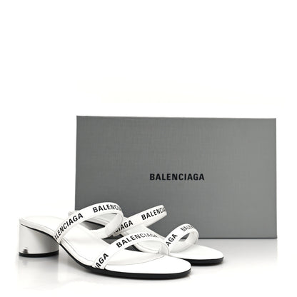 Balenciaga Smooth Calfskin Allover Logo Slide Sandals 41 White Black 10 of 10