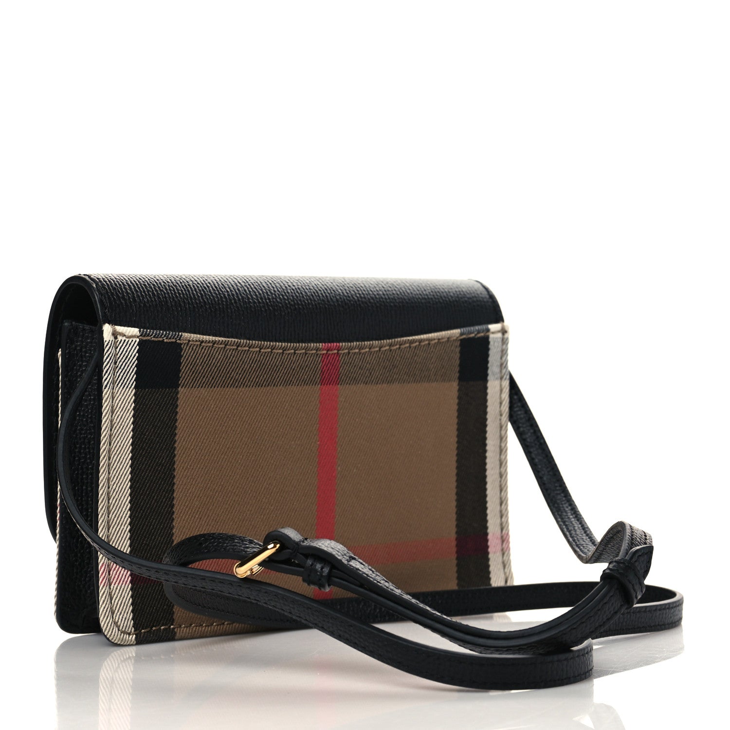 Burberry Derby Calfskin House Check Wallet On Chain Black 3 of 7
