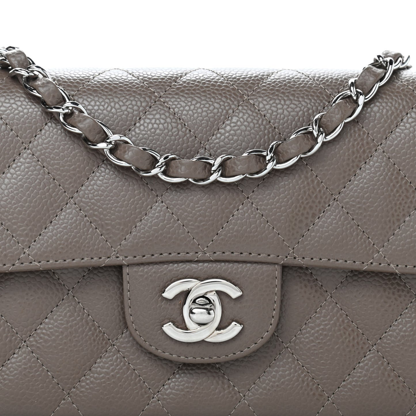 Caviar East West Flap Bag Taupe