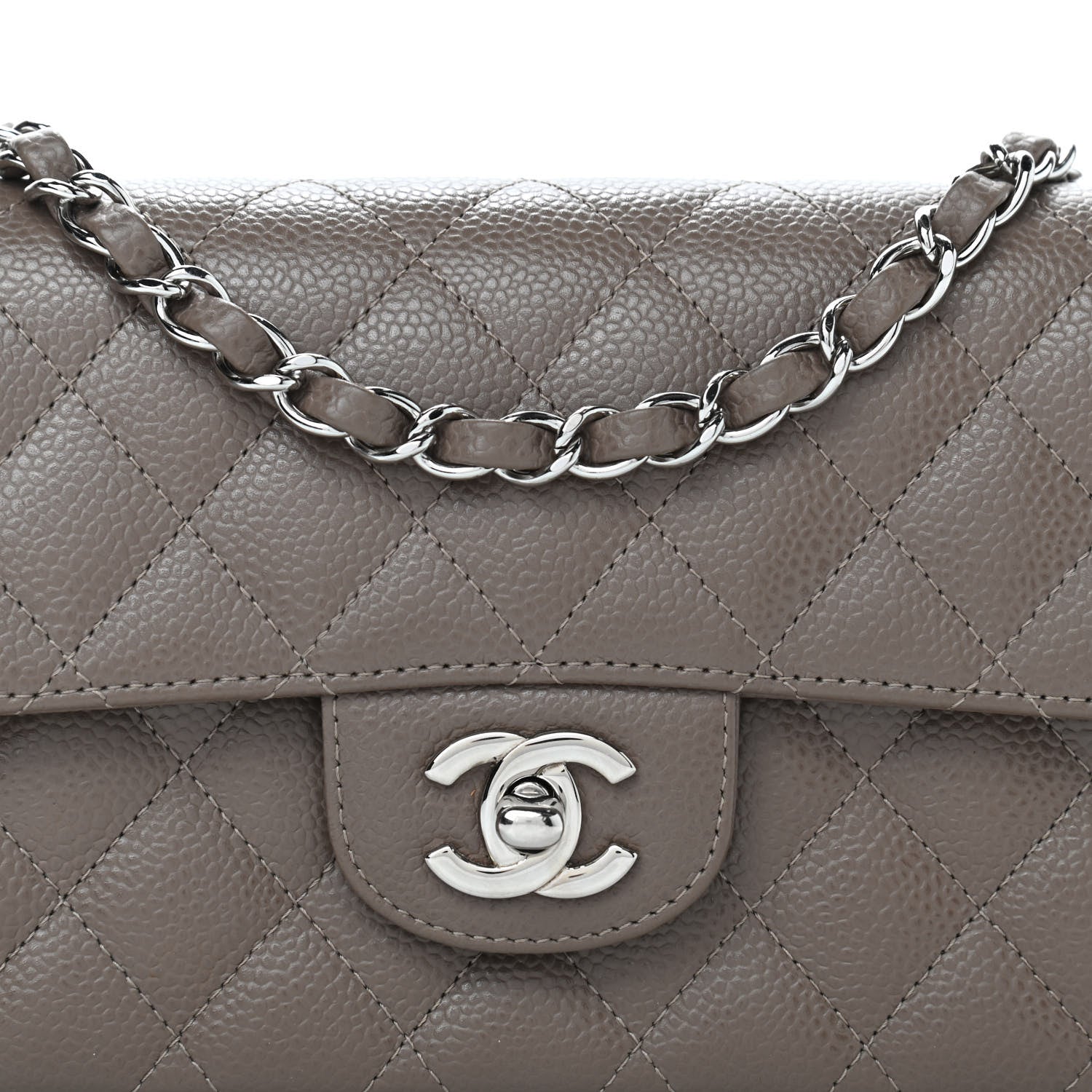 Chanel Caviar East West Flap Bag Taupe 7 of 12