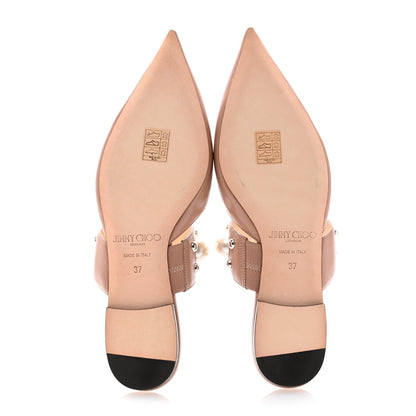 Jimmy Choo Nappa Pearly Stud Embellished Basette Flat Mules 37 Pink 5 of 7