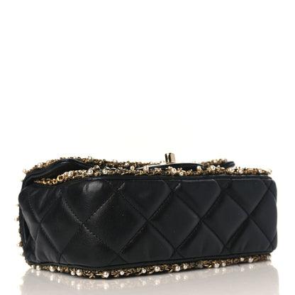 Chanel Lambskin Quilted Pearl Edge Mini Rectangular Flap Bag Black 4 of 9