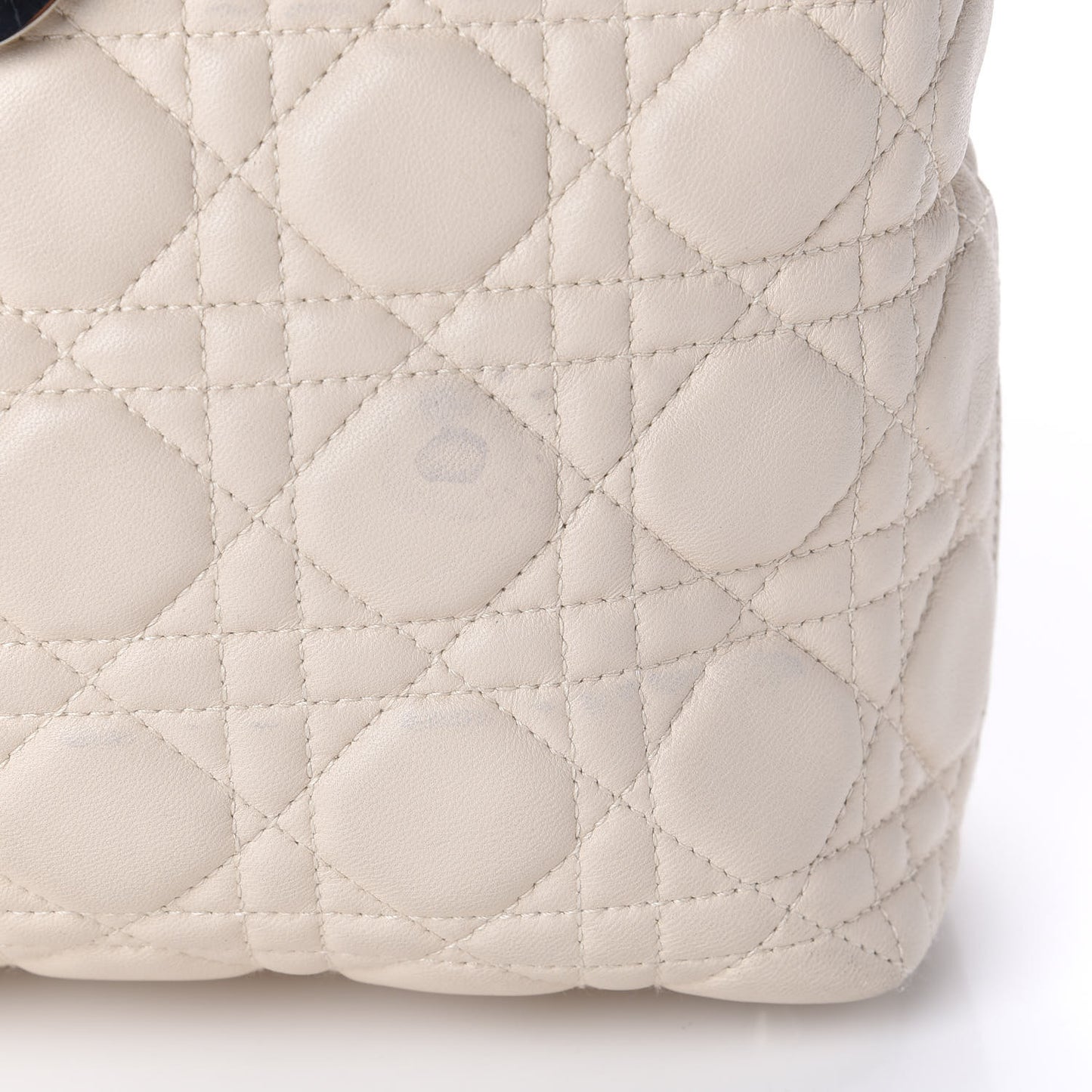 Lambskin Cannage Large Lady Dior Shopper Tote White