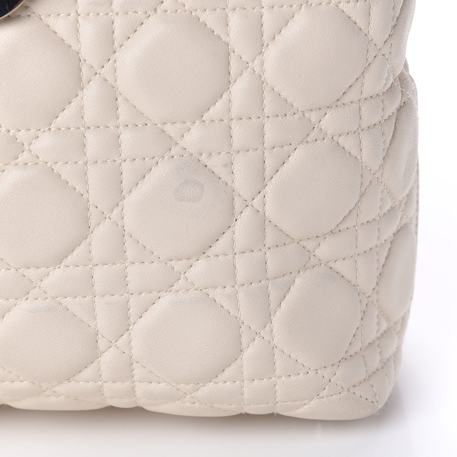 Christian Dior Lambskin Cannage Large Lady Dior Shopper Tote White 10 of 13