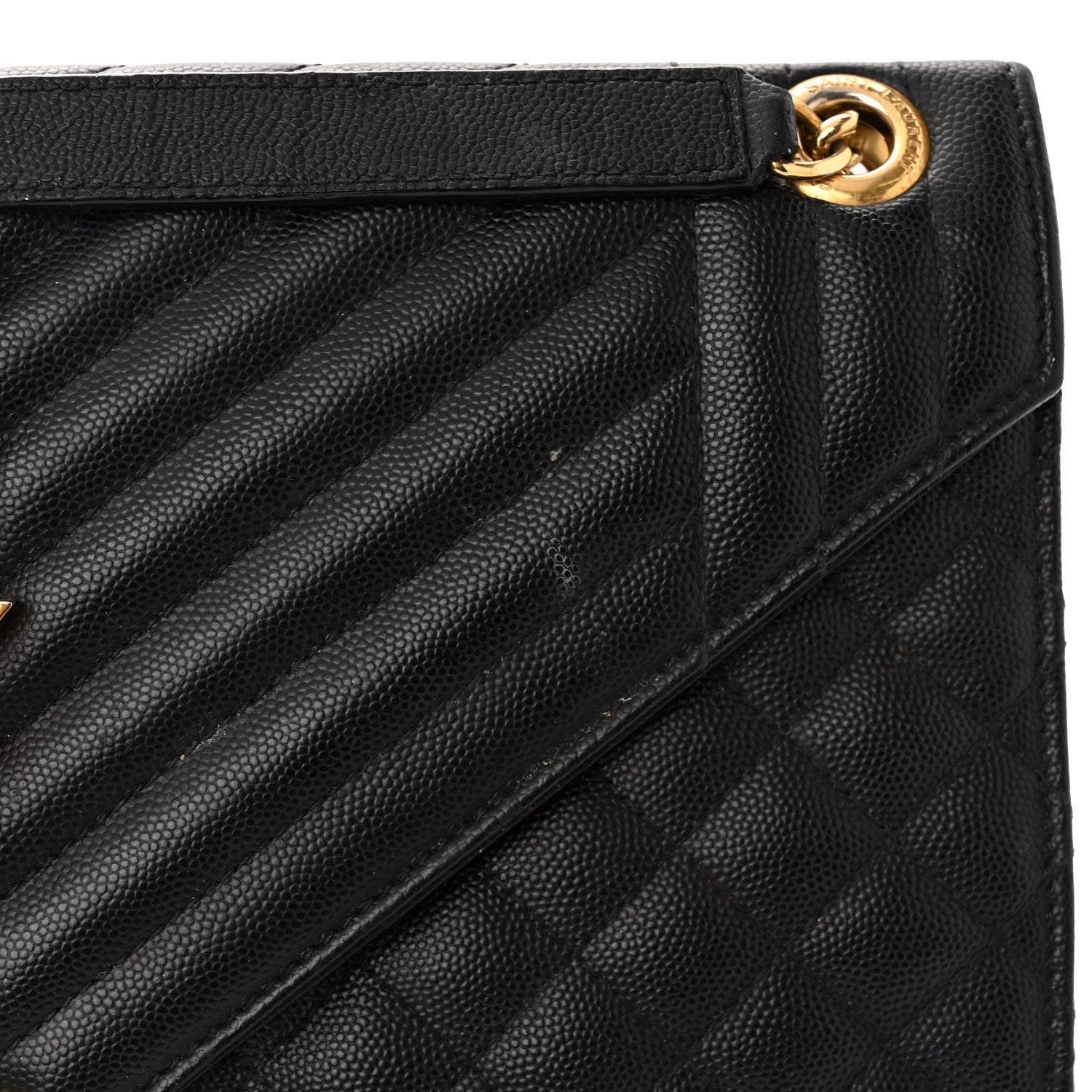 Saint Laurent Grain De Poudre Textured Mixed Matelasse Large Triquilt Monogram Satchel Black 13 of 16