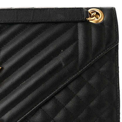 Saint Laurent Grain De Poudre Textured Mixed Matelasse Large Triquilt Monogram Satchel Black 13 of 16