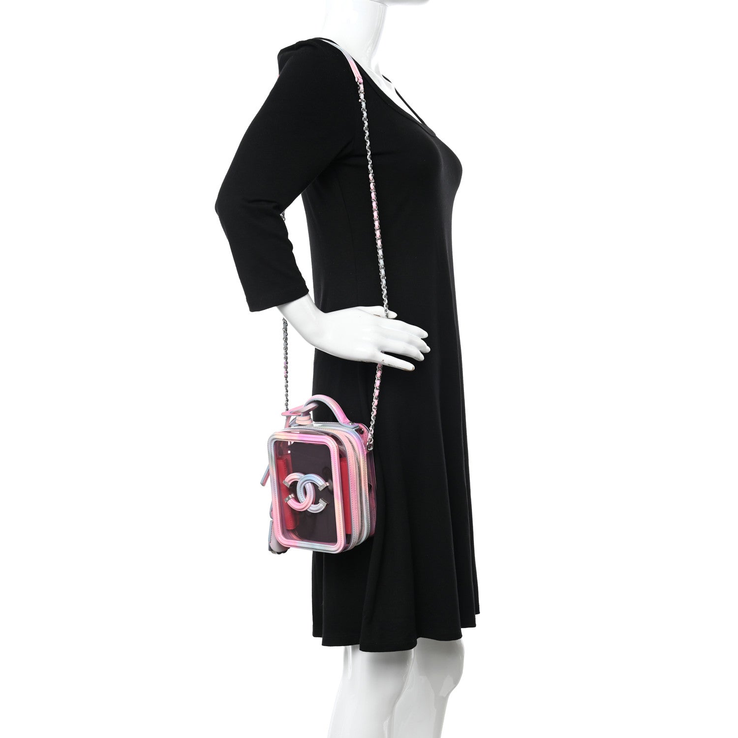 Chanel PVC Patent Calfskin Patent Lambskin Vertical Vanity Case Pink 2 of 10