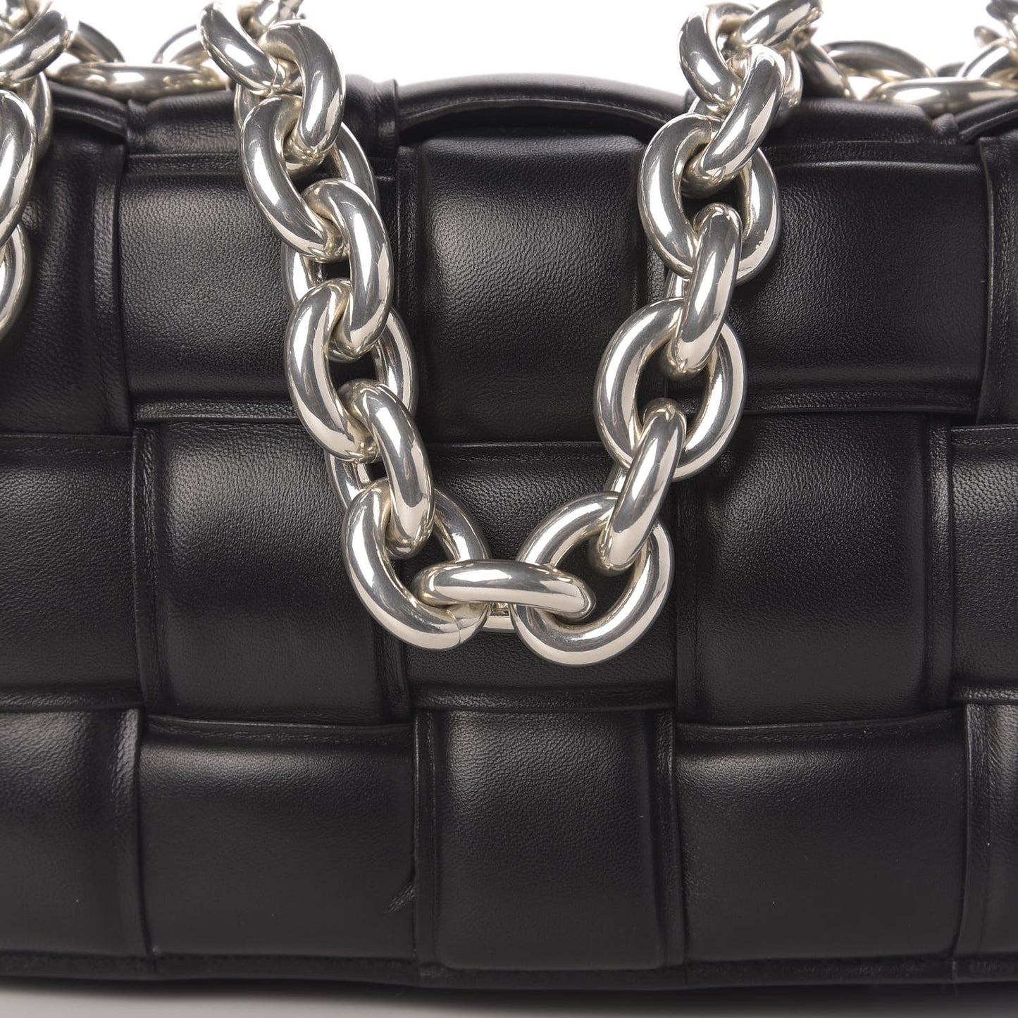 Lambskin Maxi Intreccio Padded Chain Cassette Crossbody Bag Black