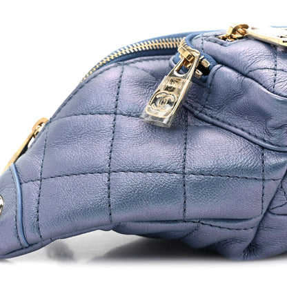 Chanel Iridescent Calfskin Quilted All About Waist Belt Bag Blue 10 of 13