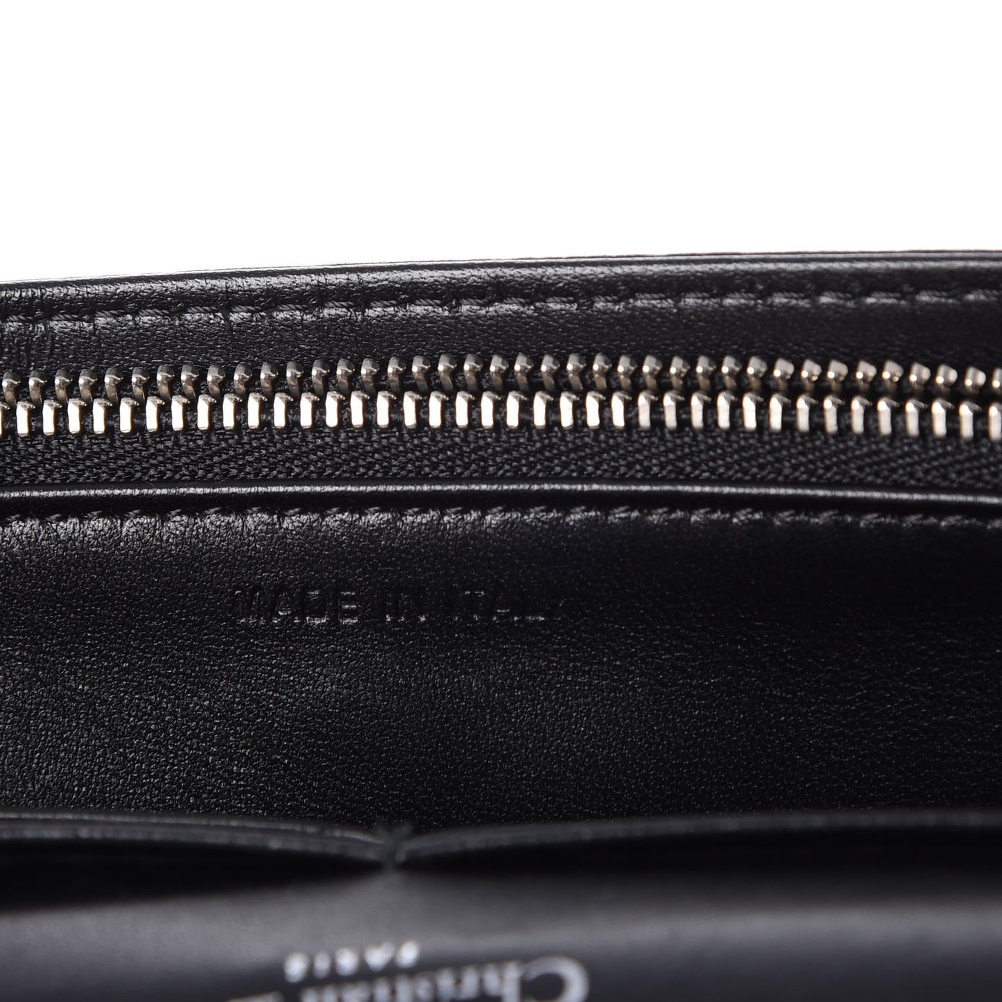 Grained Calfskin Diorama Wallet on Chain Pouch Black
