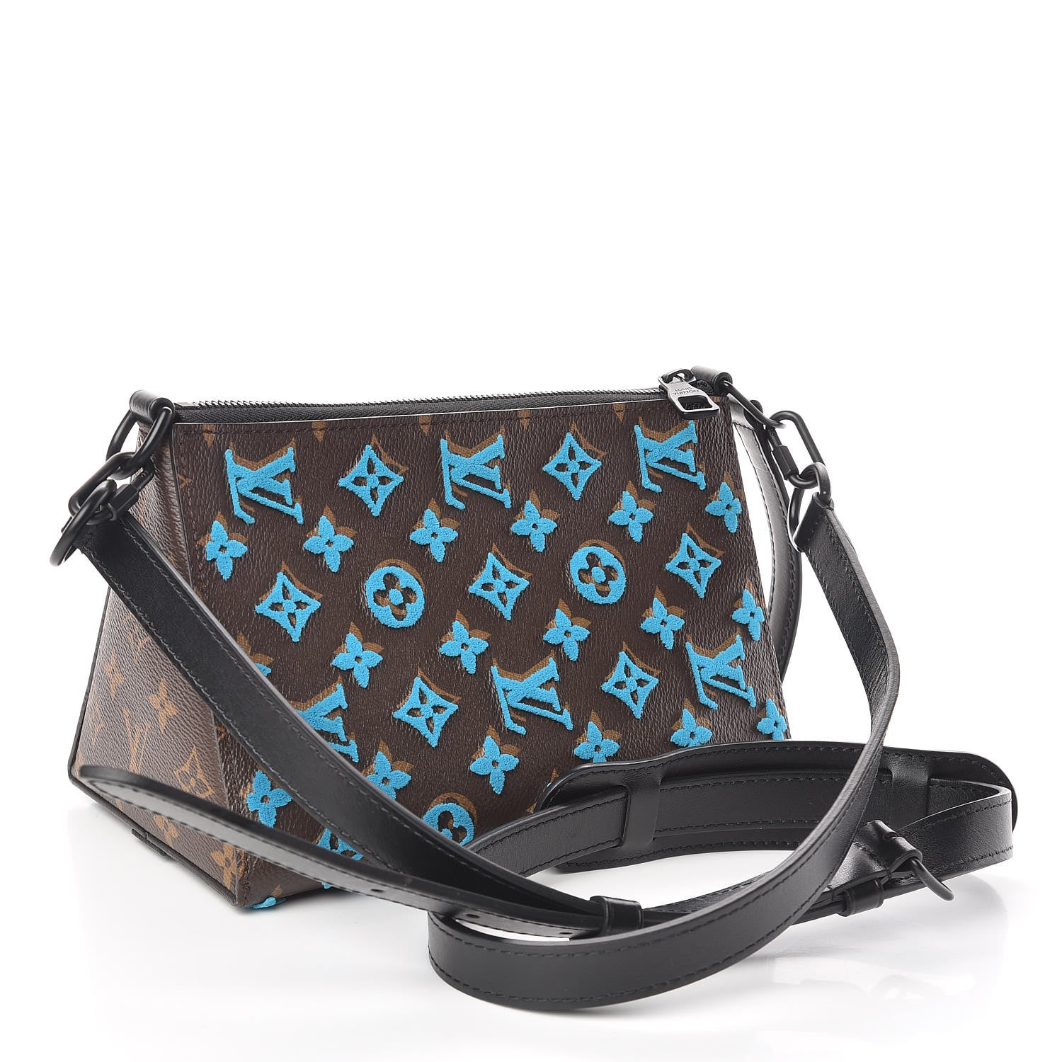 Louis Vuitton Monogram Tuffetage Triangle Messenger Turquoise 3 of 10