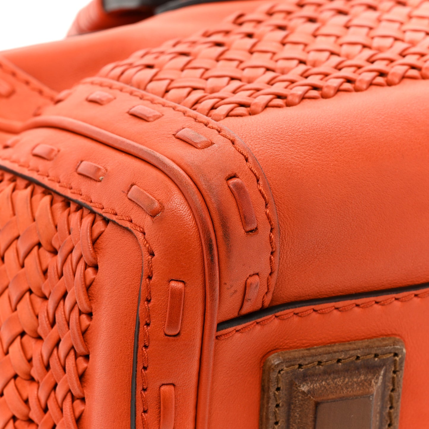 Calfskin Handmade Medium Top Handle Bag Orange