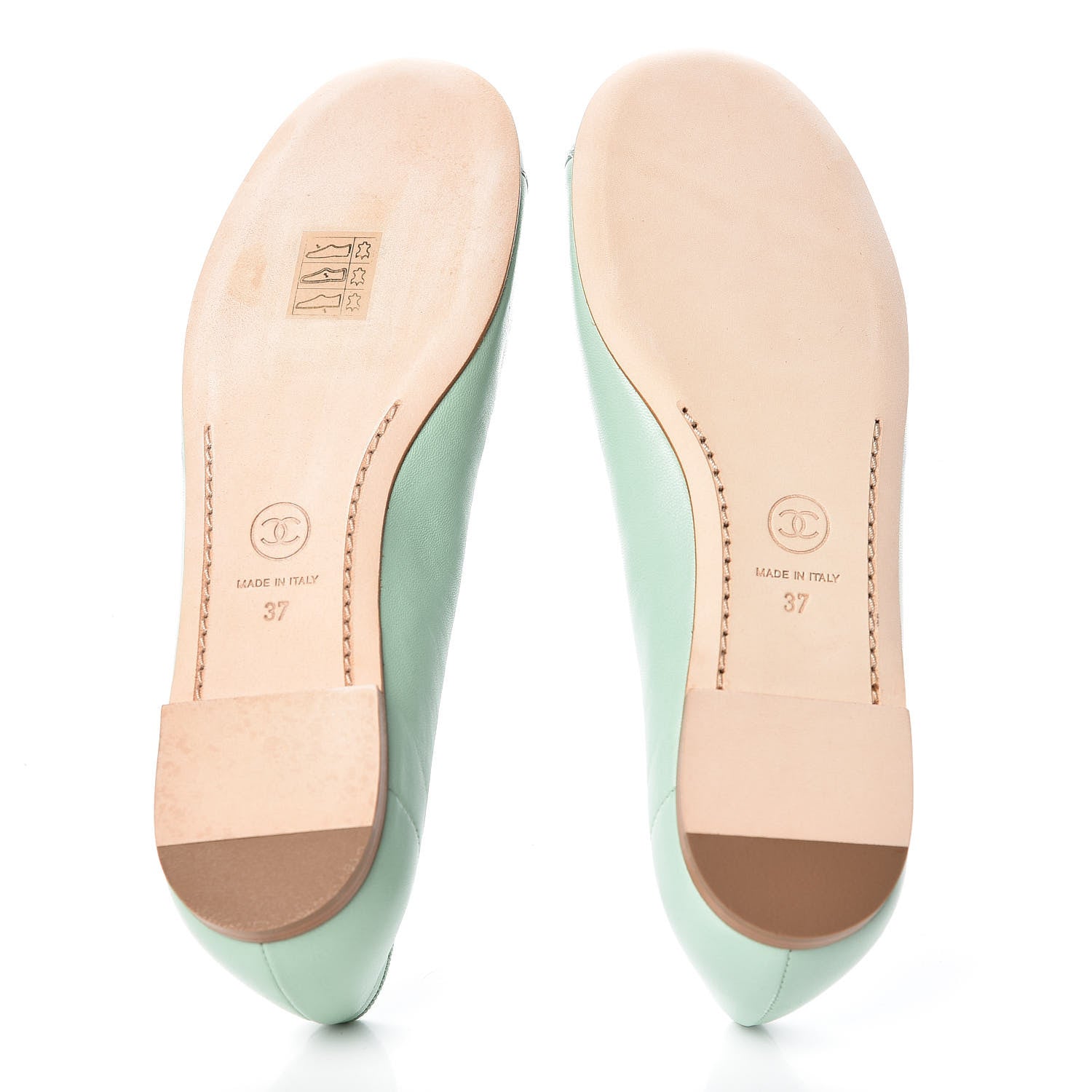 Chanel Lambskin Patent Cap Toe Ballerina Flats 37 Light Green 5 of 8