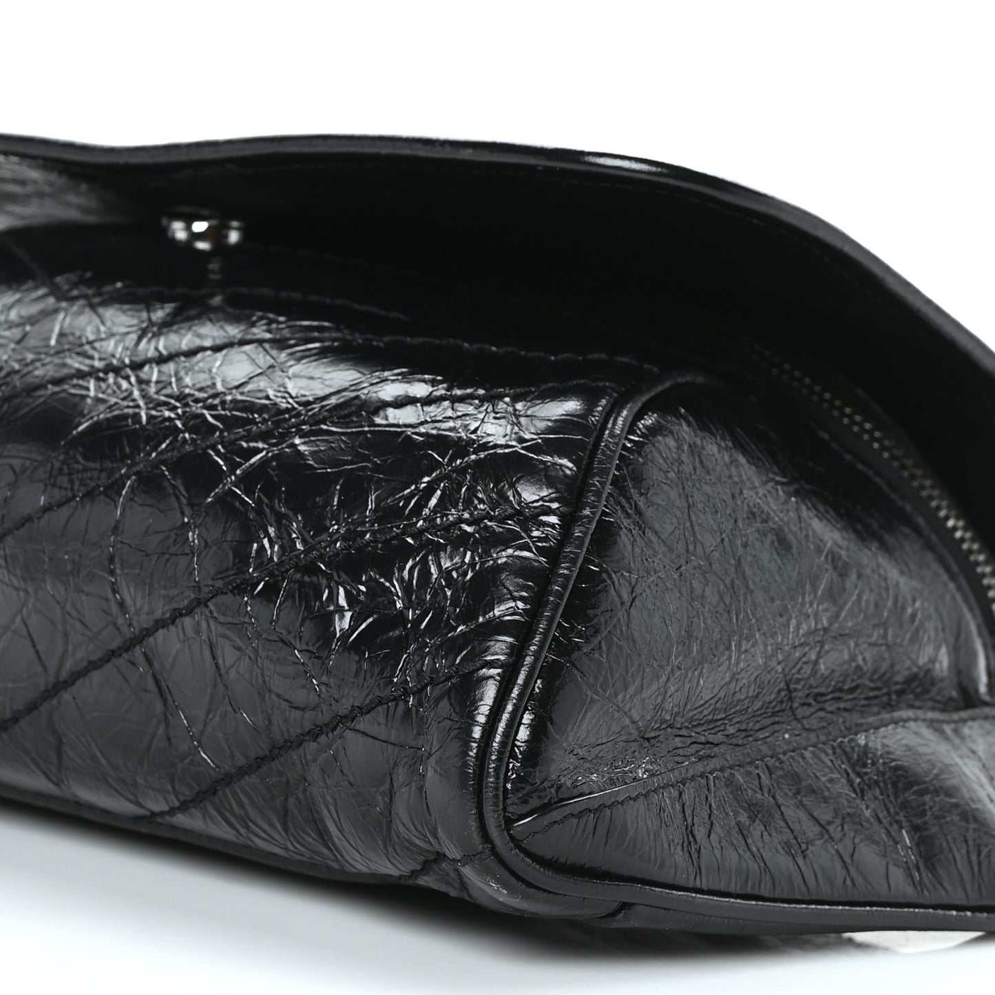 Crinkled Calfskin Matelasse Monogram Niki Body Bag Black