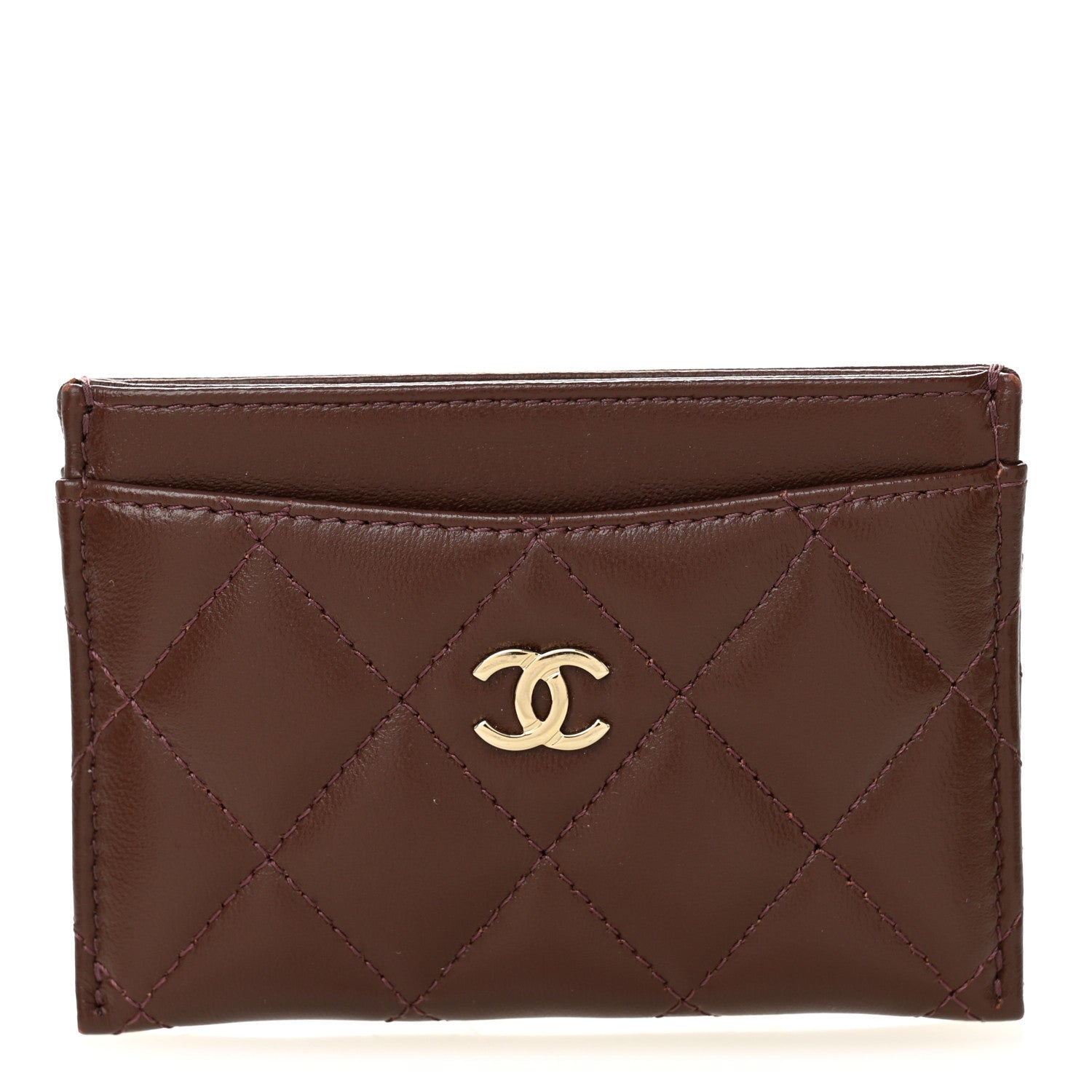 Chanel Lambskin Quilted Card Holder Burgundy 1 of 8
