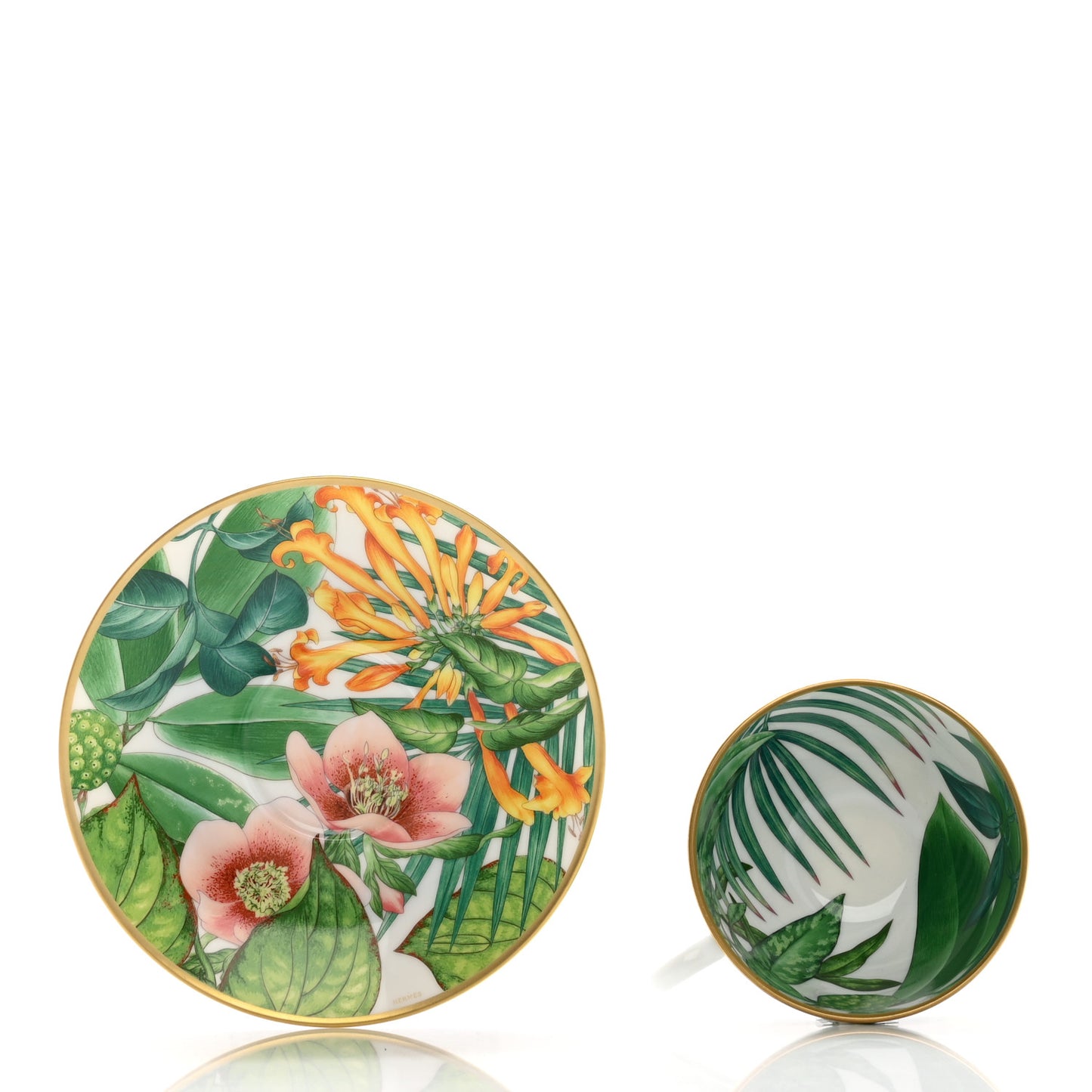 Porcelain Passifolia Tea Cup And Saucer Set Of 2