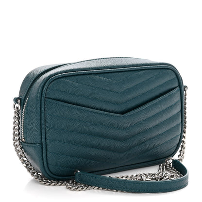 Saint Laurent Grain De Poudre Matelasse Monogram Mini Lou Camera Bag Petrol Green 3 of 9