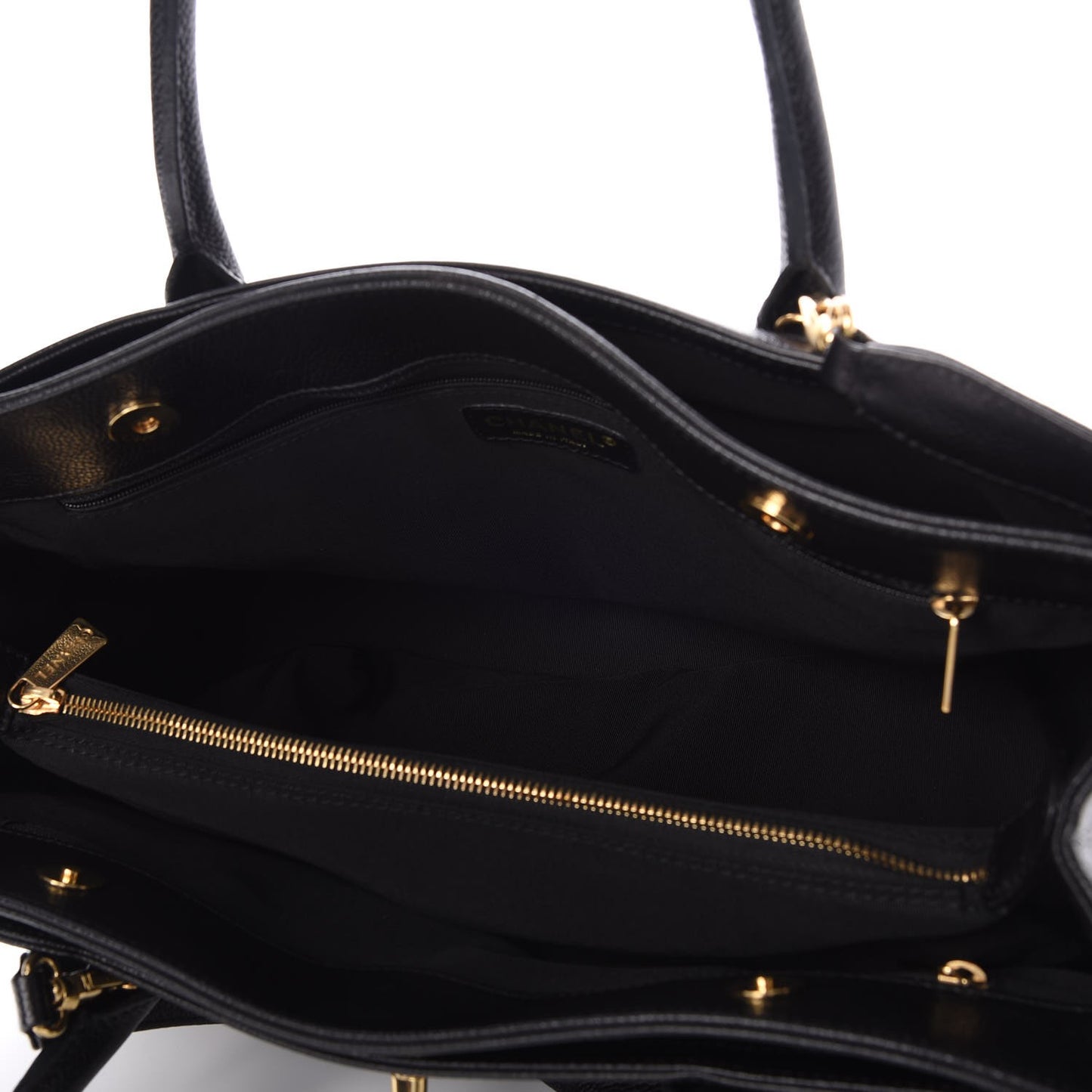Calfskin Cerf Executive Shopper Tote Black