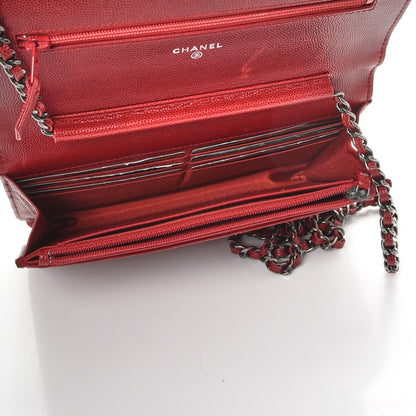 Chanel Caviar Quilted Wallet on Chain WOC Red 5 of 10