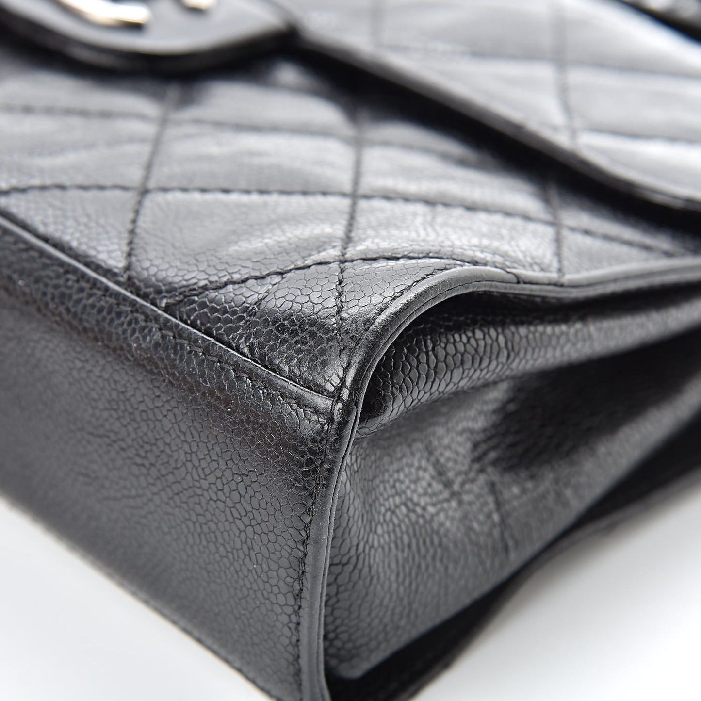 Crumpled Grained Calfskin Medium CC Crave Flap Black