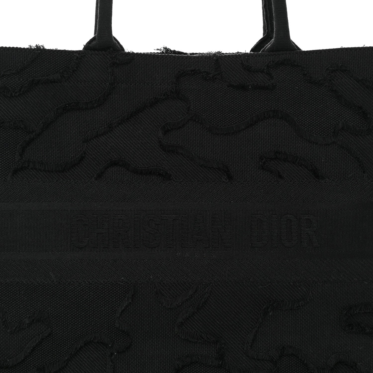 Christian Dior Canvas Embroidered Camouflage Book Tote Black 8 of 13