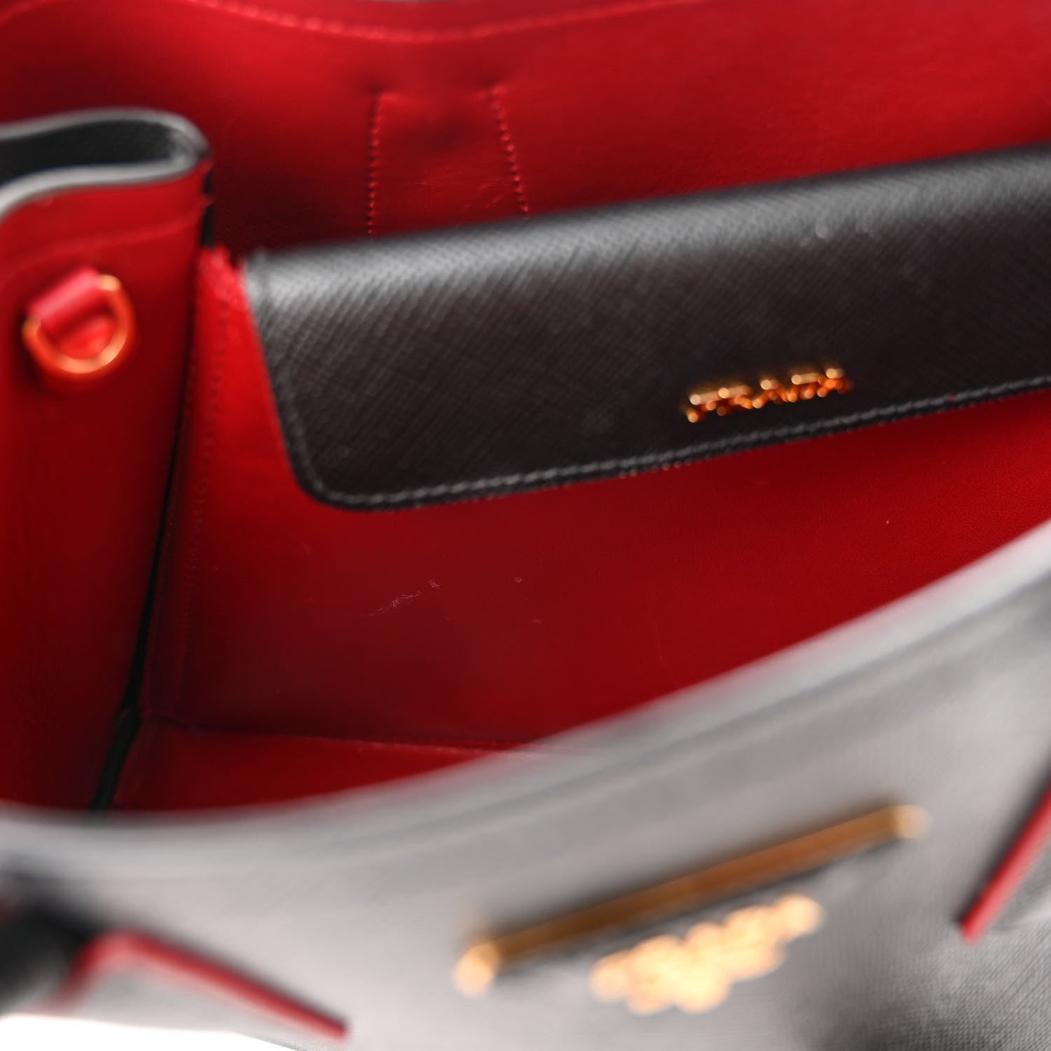 Prada Saffiano Cuir Small Double Bag Black Fuoco 8 of 9