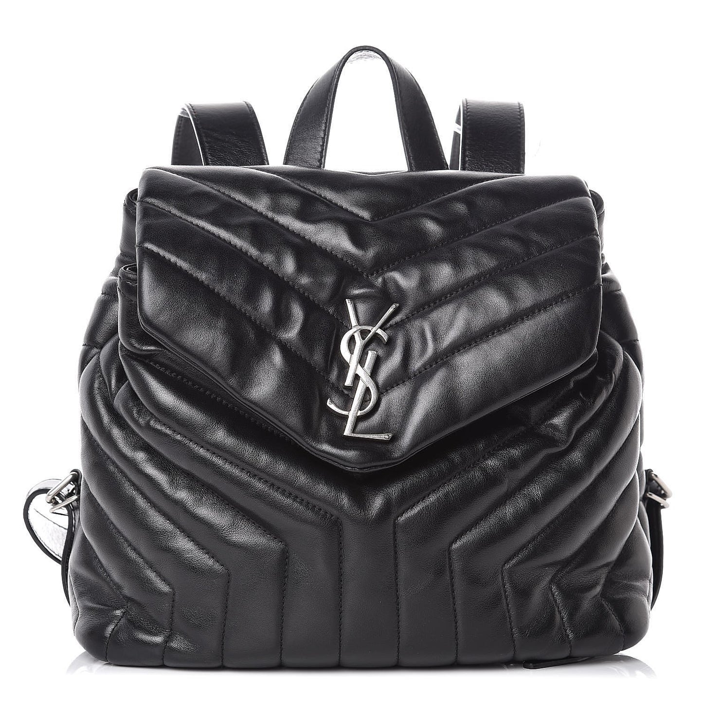 Calfskin Y Quilted Monogram Small Loulou Backpack Black